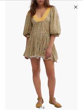 Free People Bali Coral Cotton Blend Minidress in Whisper White Combo XL